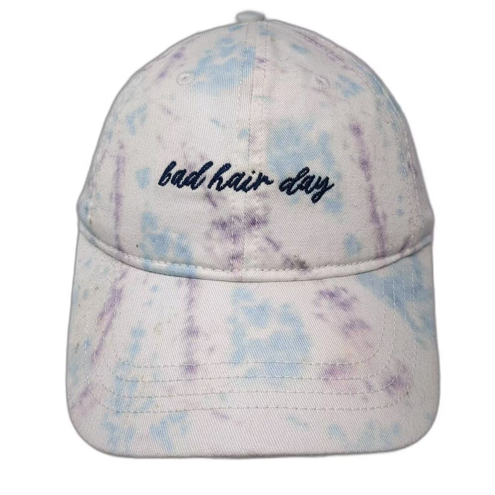 Home Free Baseball Cap White Blue One Size Tie-Dye Embroidered Slideback Hat